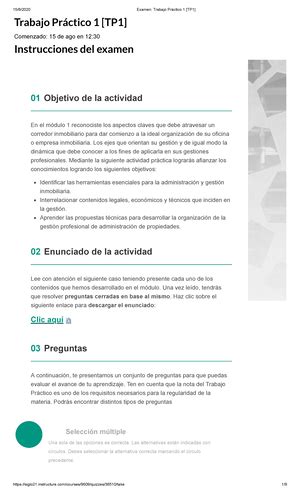 Examen Trabajo Pr Ctico Tp Trabajo Pr Ctico Tp Comenzado