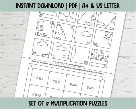 Printable Times Table Puzzles for Multiplication Facts 1 to 12 ...