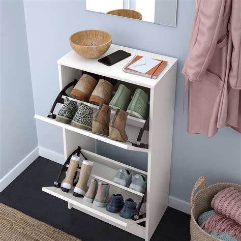 BISSA shoe cabinet with 2 compartments, white, 191/4x11x365/8" - IKEA