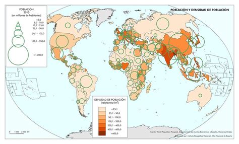 Mapa De Población Y Densidad De Población En El Mundo 2015 Mapas Geografia E Historia