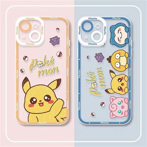 Cartoon Pokemon Pikachu Jigglypuff Psyduck Snorlax Funda De Teléfono