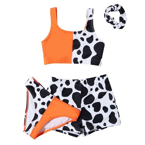 PEASKJP Girls Swimsuit Bikini Set 3 Piece Girl Bathing Suits Color Block Cutout Swimwear With