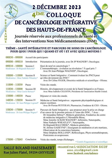 Me Colloque De Canc Rologie Int Grative Des Hauts De France