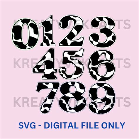 Numbers Svg Cow Print Svg Cow Print Numbers Svg File Etsy