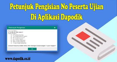 Petunjuk Pengisian No Peserta Ujian Di Aplikasi Dapodik Nomor Peserta