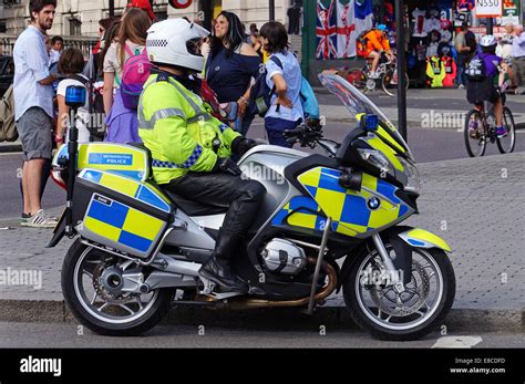 Metropolitan Police Motorcycle Police Officer London Stock Photo