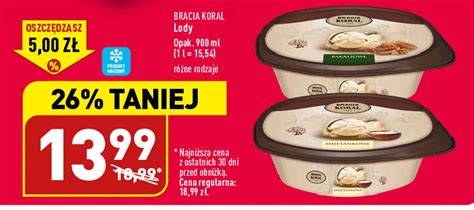 Promocja Bracia Koral Lody 900ml W ALDI