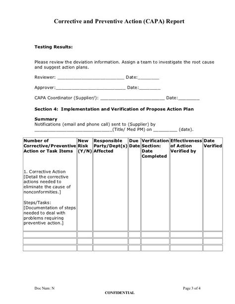 Corrective And Preventive Action Plan Capa Report Form