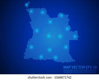 Angola Dotted Glowing Map Shape Country Stock Vector Royalty Free