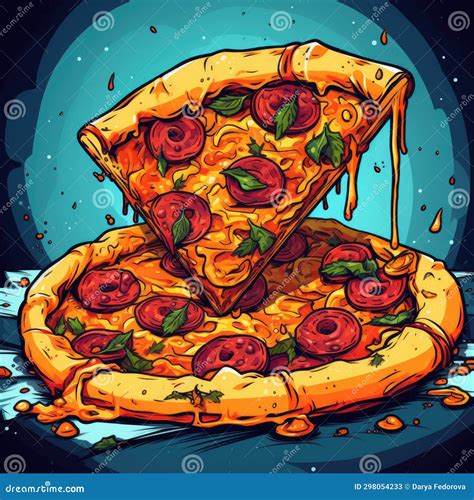 Fresh Tasty Juicy Pizza In 90s Style On Bright Stock Image Image Of