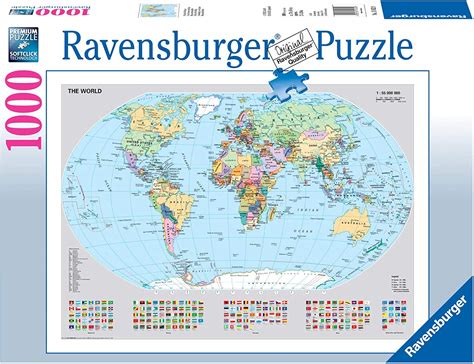 Ravensburger Puzzle 1000 Piezas Mapamundi político Colección Fotos y