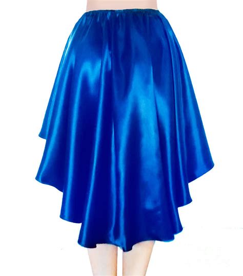 Blue Satin High Low Skirt Back View Ameynra Photograph By Sofia