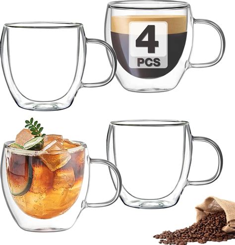 Red Rocks Double Wall Insulated Espresso Cups Set Of 2 4 Oz Double Walled Glass