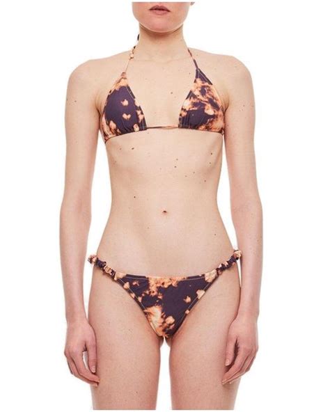 Reina Olga Graphic Print Triangle Bikini Set In Pink Lyst