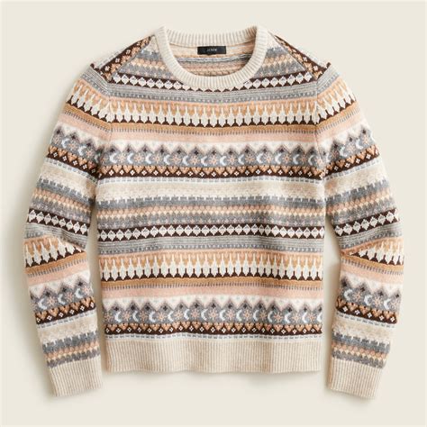 J Crew Fair Isle Cropped Crewneck Sweater For Women