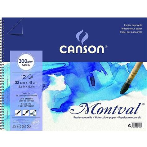 Bloco Montval Papel Aquarela 32x41cm 300g Espiral Textura Fina Canson