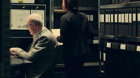 Inspectors team reviewing case information and reading witness