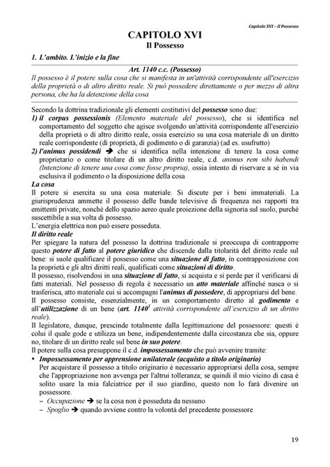 16 Diritto Privato Capitolo XVI Il Possesso 19 32 19 CAPITOLO