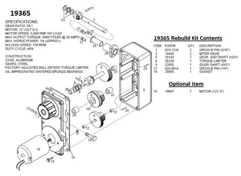 Barker Slide Out Power Head Drive Assembly Rebuild Kit