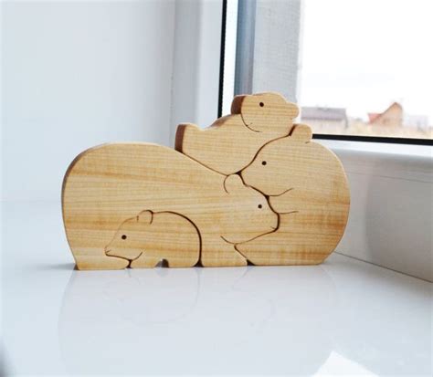 Niños regalos oso madera Puzzle madera oso Juguetes Wooden Bear Wooden