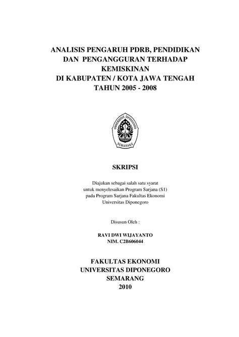 Skripsi Pepekkk Analisis Pengaruh Pdrb Pendidikan Dan Pengangguran