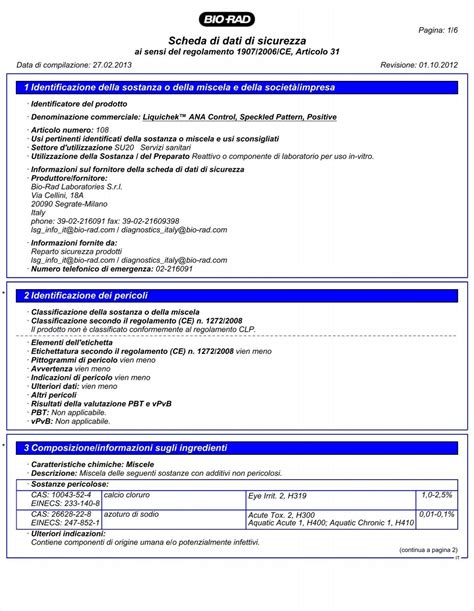 Scheda Di Dati Di Sicurezza Bio Rad