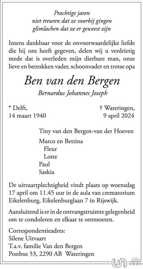 Ben Bernardus Johannes Joseph Van Den Bergen 09 04 2024