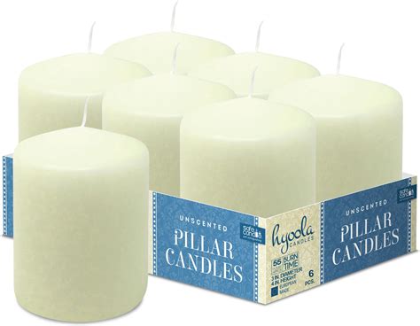 Hyoola Ivory Pillar Candles 3x4 Inch Unscented Pillar Candles 6 Pack European