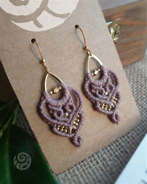 Boho Macrame Earrings With Brass Makramee Ohrringe Messing