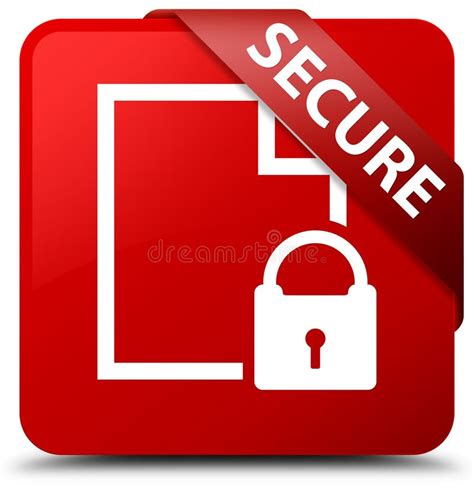 Secure Document Page Padlock Icon Special Red Round Button Stock