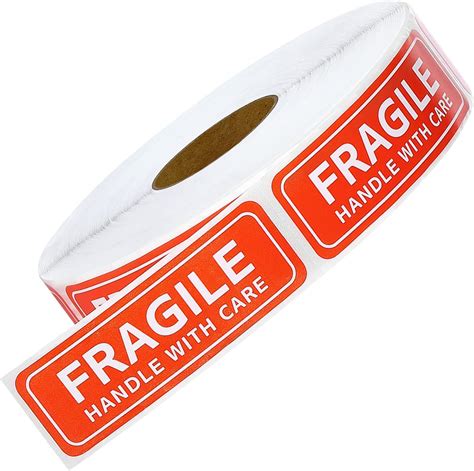 Blackdreams® Fragile Stickers 3 X 1 Strong Adhesive White And Red Fragile Labels Handle With