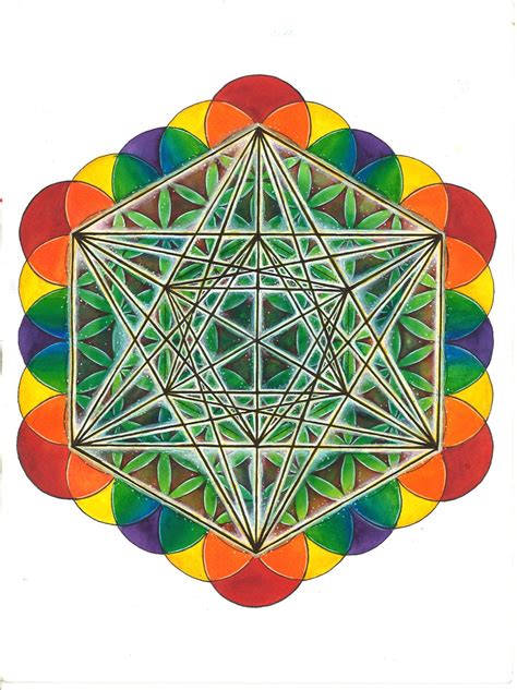 Metatron's Cube Watercolor Painting. | Art worksheets, Sacred art ...