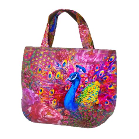 Paneel Stenzo Digital Print Canvas Tas Pink Peacock Leuketricotstofjes