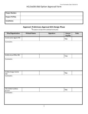 Fillable Online Hq Dodea Bid Option Approval Form Fax Email Print