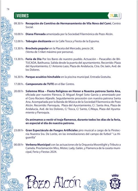 Programa de Feria y Fiestas Pozo Alcón 2024 pdf