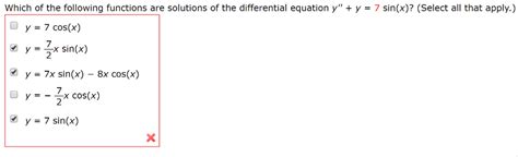 Solved Which Of The Following Functions Are Solutions Of The Chegg