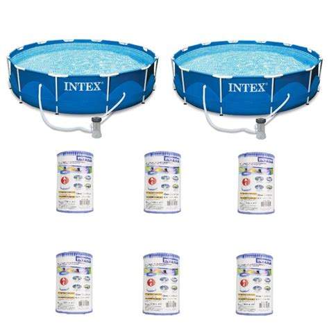 Intex 2 X 28211eh 6 X 29000e 12 Ft X 12 Ft X 30 In Metal Frame Round Above Ground Pool With