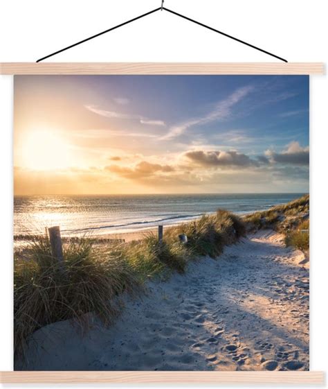 Posterhanger Incl Poster Schoolplaat Zonsondergang Strand Duin