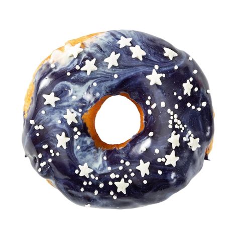 Premium Photo Donut With Blue Cosmic Icing Isolated On White