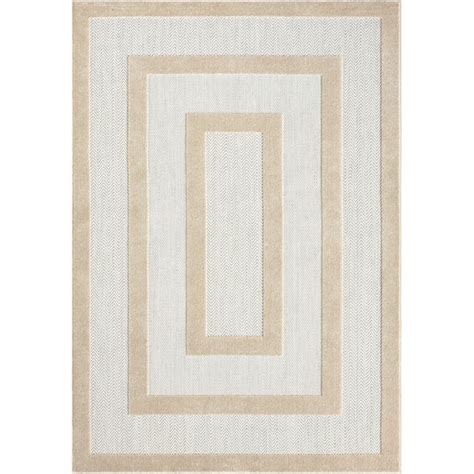 Latitude Run Power Loom Cream Gray Indoor Outdoor Rug Wayfair