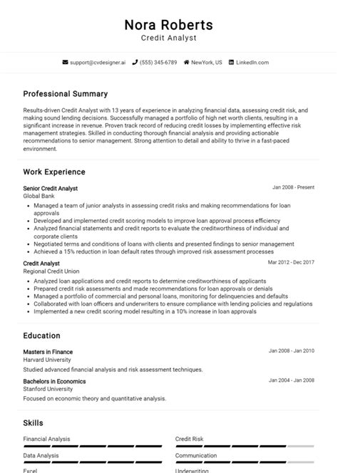 Credit Officer Resume Examples And Templates For Cvdesigner Ai