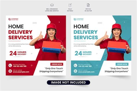 Premium Vector Home Delivery Service Advertising Web Banner Template