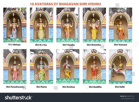 Ten Incarnations Lord Vishnu This Collage Stock Photo 240752152 ...