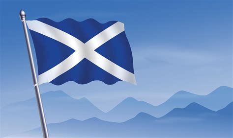 Scotland Flag With Background Of Mountains And Sky 20809530 Vector Art