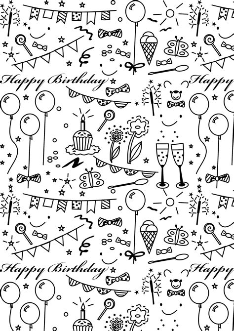 Free printable birthday coloring paper - ausdruckbares Geschenkpapier ...