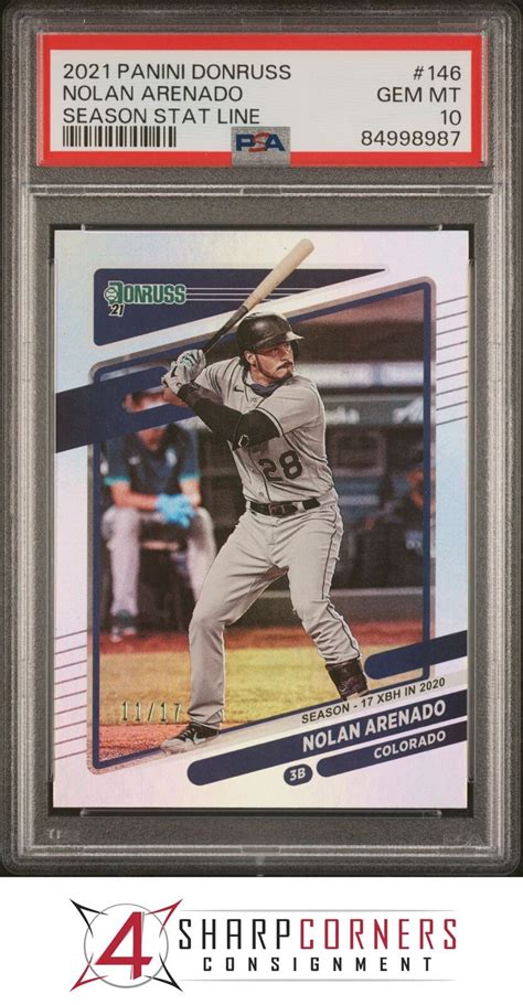 2021 DONRUSS SEASON STAT LINE 146 NOLAN ARENADO 17 POP 1 PSA 10