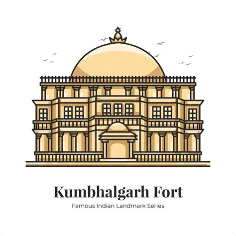 Premium Vector Kumbhalgarh Fort Indian Famous Iconic Landmark Cartoon