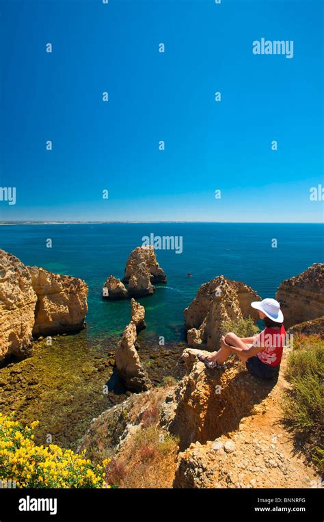 Algarve Portugal Outside Ponta There Piedade Coast Seashore Coastal