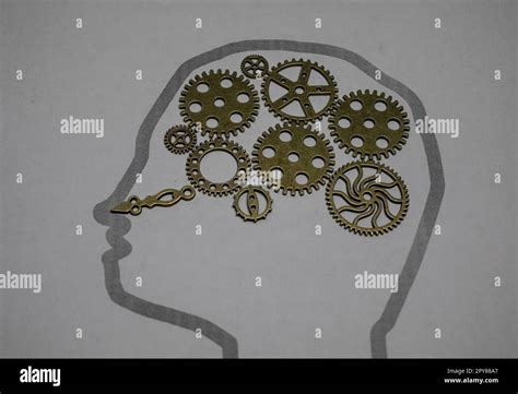 Head With Mechanical Gears Stock Photo Alamy