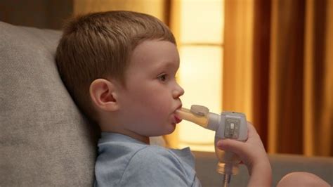 Treatment Pneumonia Nebulizer Home Child Has Stock Footage Video (100% Royalty-free) 1089677605 ...